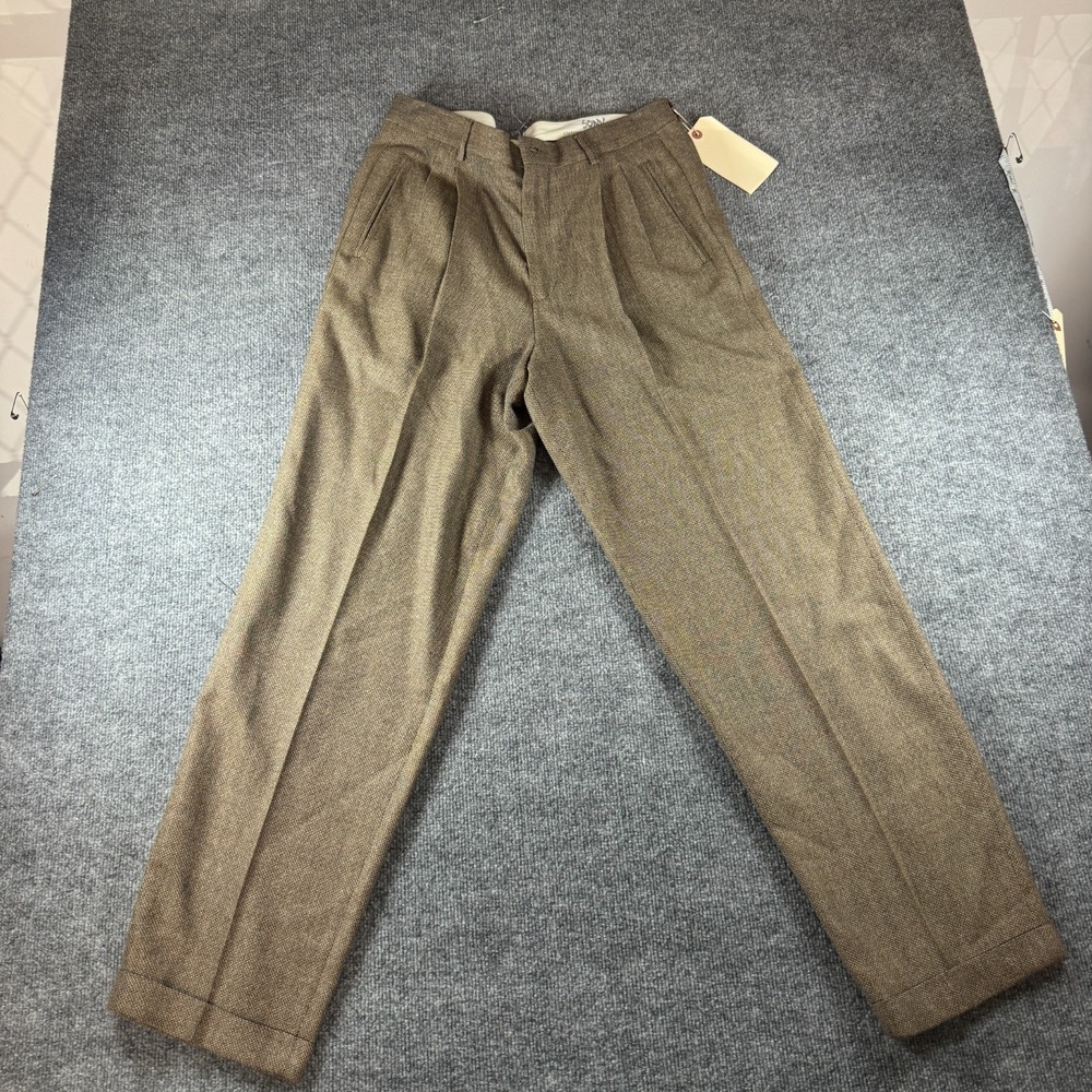 Claiborne Dress Pants Men 34x32 Brown Tweed Pleated Professional Business Career